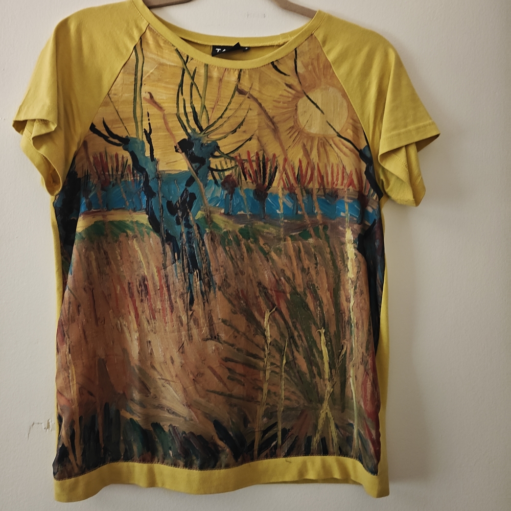 Yellow Graphic T-Shirt with Artistic Print